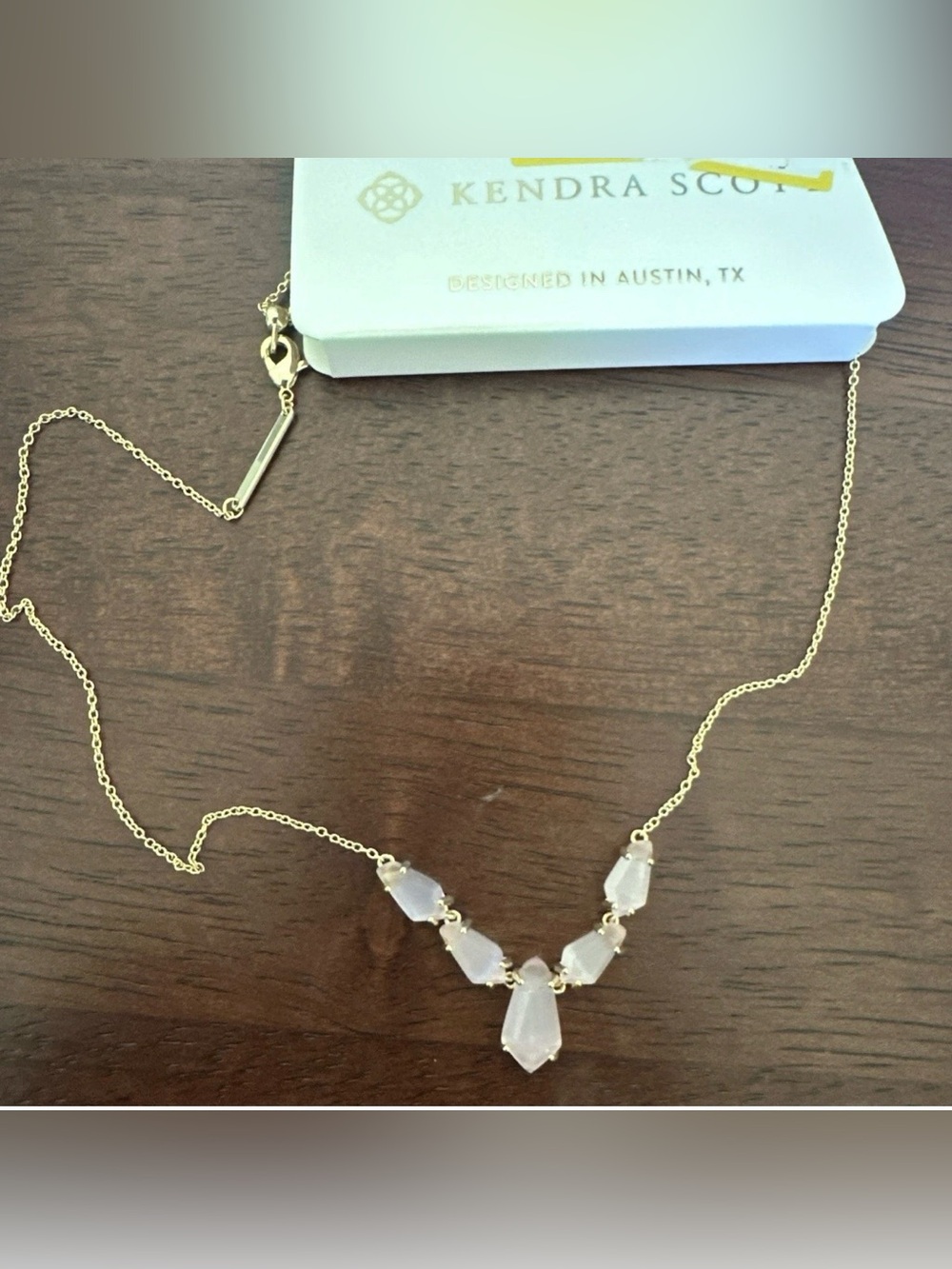 Kendra Scott June Necklace Gold Pink Cat’s Eye NWT
